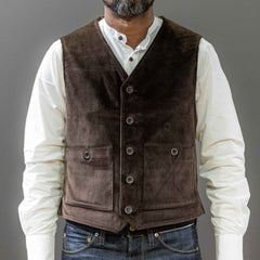 A Piece of ChicArtisan Gilet en velours côtelé marron foncéGiletsBritish Parts Luzern
