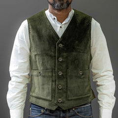 A Piece of ChicArtisan Gilet en velours côtelé vert foncéGiletsBritish Parts Luzern