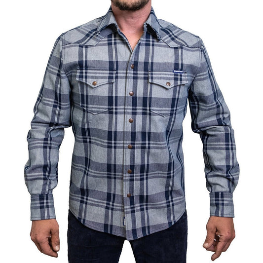Chemise bleuePantalon en jeanChemise droite à carreaux indigoChemiseBritish Parts Lucerne