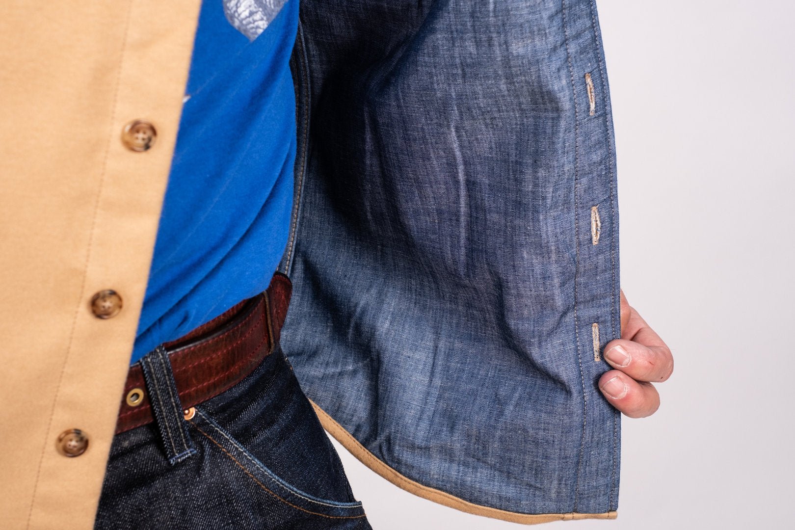 Chemise bleuePantalon en jeanChemise droite Moleskin BeigeChemiseBritish Parts Lucerne