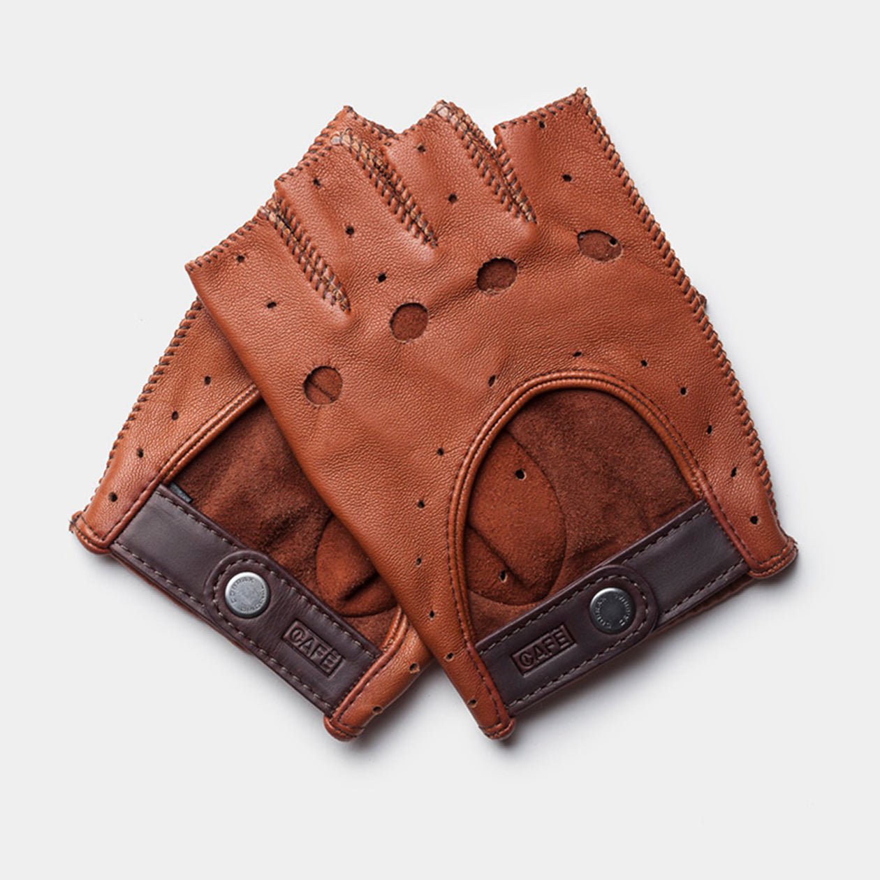 Cafe LeatherTriton Gants de voiture sans doigts en marronGants de voitureBritish Parts Luzern