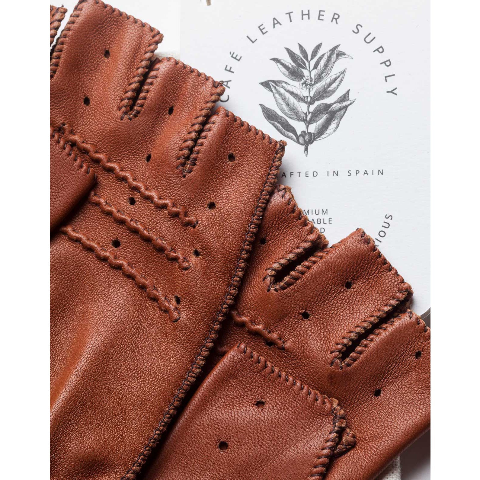 Cafe LeatherTriton Gants de voiture sans doigts en marronGants de voitureBritish Parts Luzern