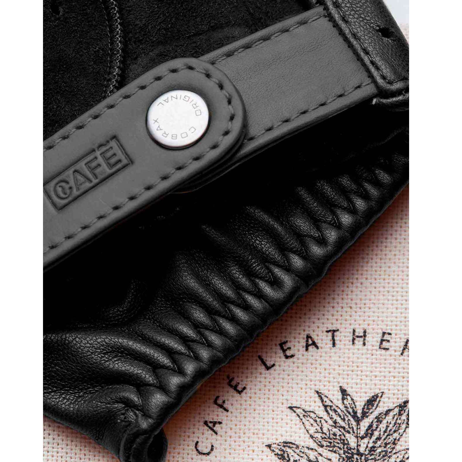 Cafe LeatherTriton Gants de voiture sans doigts en noirGants de voitureBritish Parts Luzern