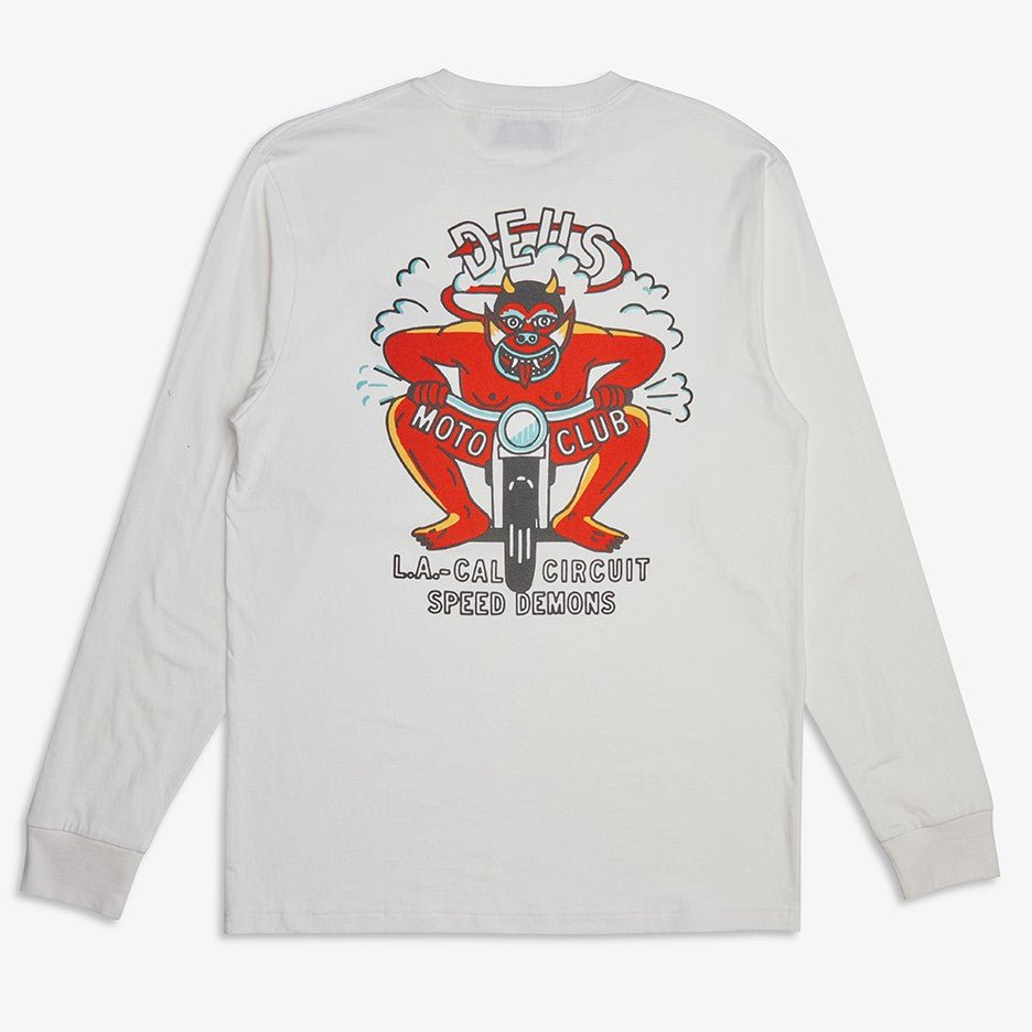 T-shirt manches longues vintage blanc Deus Ex Machina Riding Hot, British Parts Lucerne