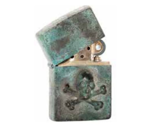 Bijoux finsZippo Skull Bronze patinéBriquetBritish Parts Luzern