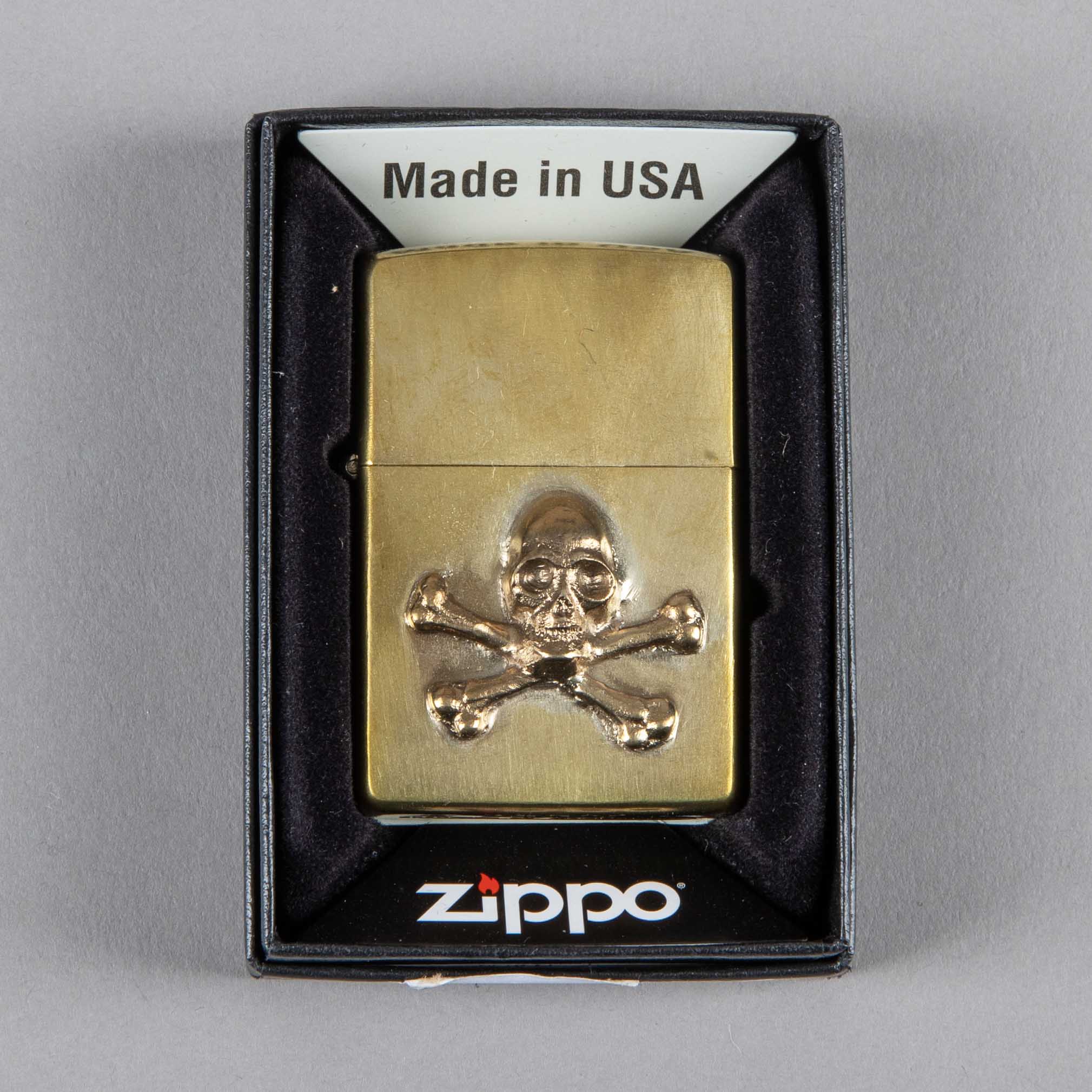 Bijoux finsZippo Skull BronzeBriquetBritish Parts Lucerne