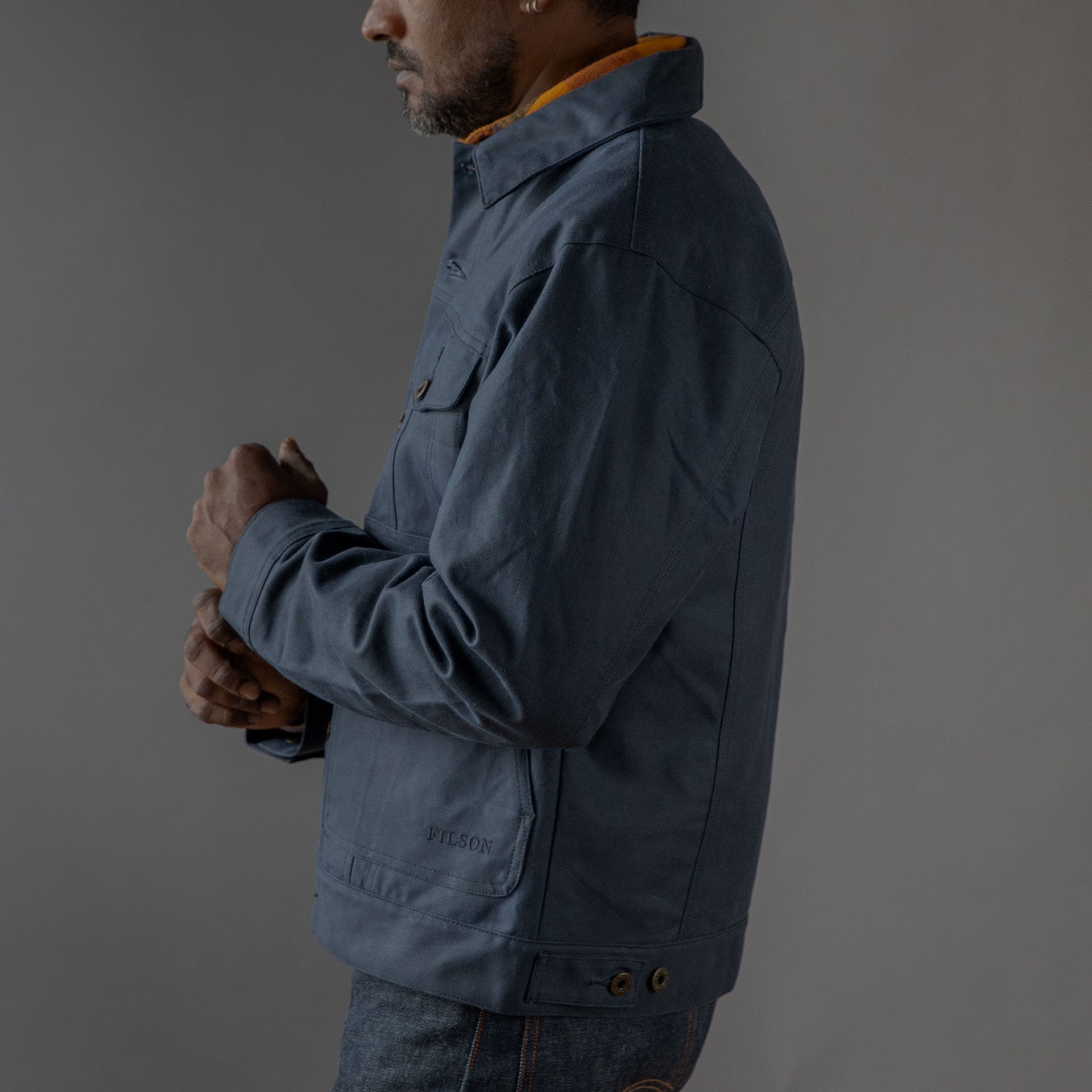 FilsonShort Lined Cruiser Jacket - Service BlueBackenBritish Parts Luzern