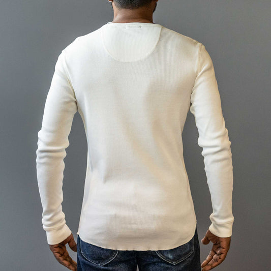 IndigoferaClyde Chemise à manches longues à côtes en cocatoo blancHenleyBritish Parts Lucerne