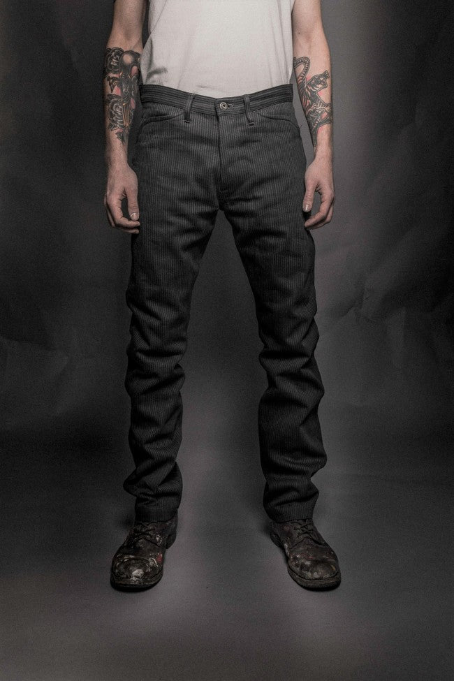 IndigoferaSwearengen Hickory Stripe Twill 12oz gris noirPantalonsBritish Parts Luzern