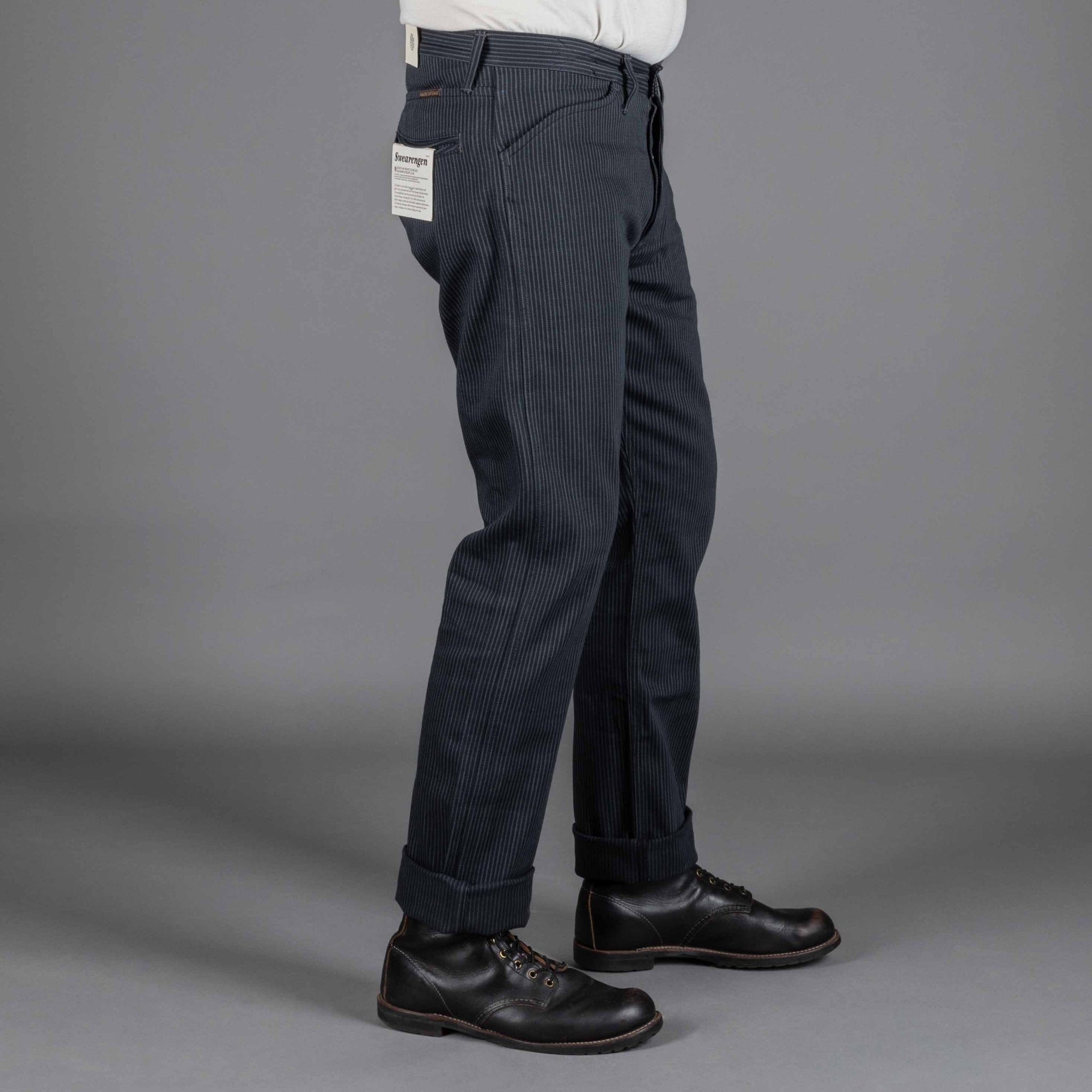 IndigoferaSwearengen Hickory Stripe Twill 12oz gris noirPantalonsBritish Parts Luzern