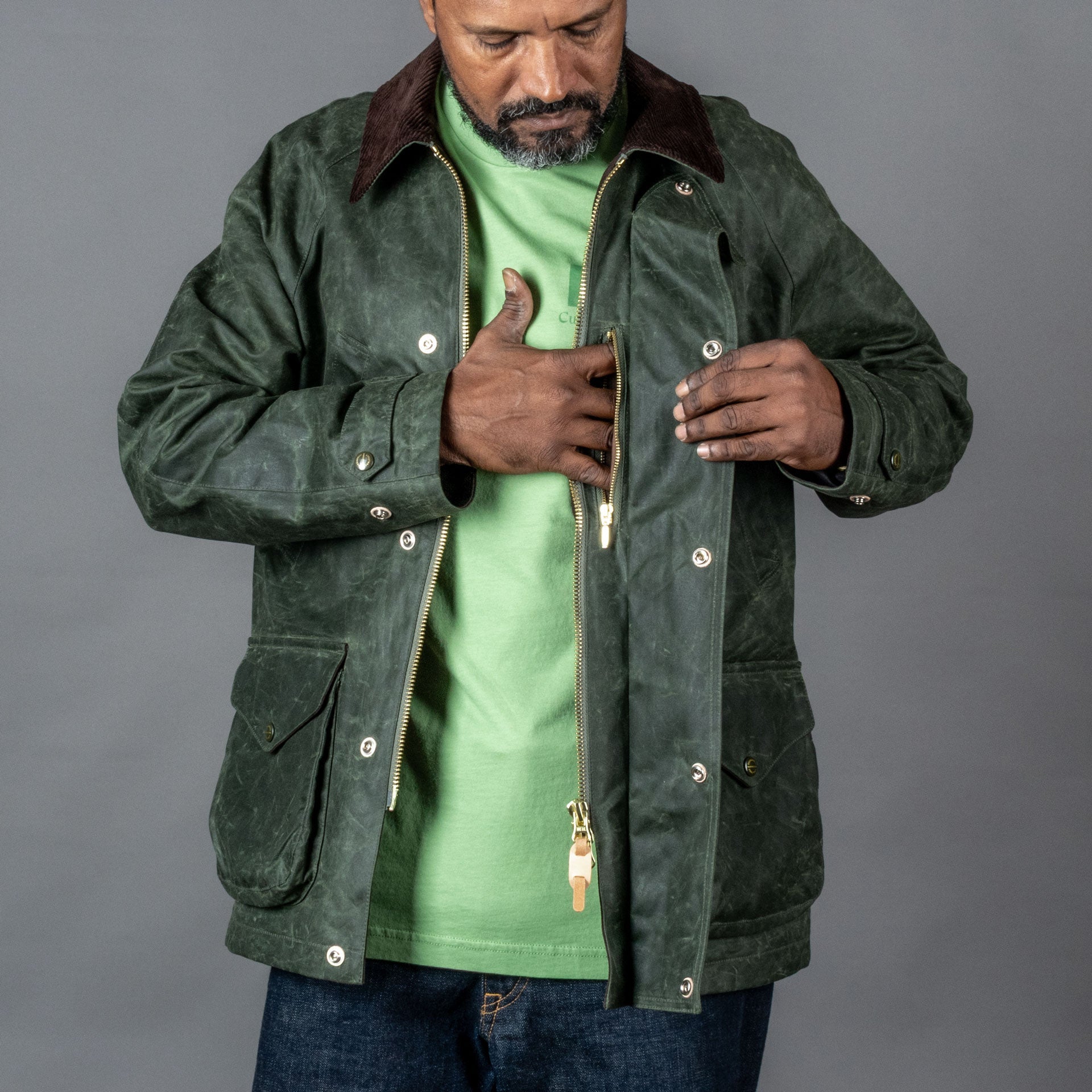 Manifattura CeccarelliRain Caban veste en cire vert foncéVestesBritish Parts Lucerne