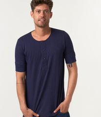 Merz b. Schwanen103 Patte de boutonnage manches courtes bleu encreT-shirtBritish Parts Luzern