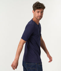 Merz b. Schwanen103 Patte de boutonnage manches courtes bleu encreT-shirtBritish Parts Luzern