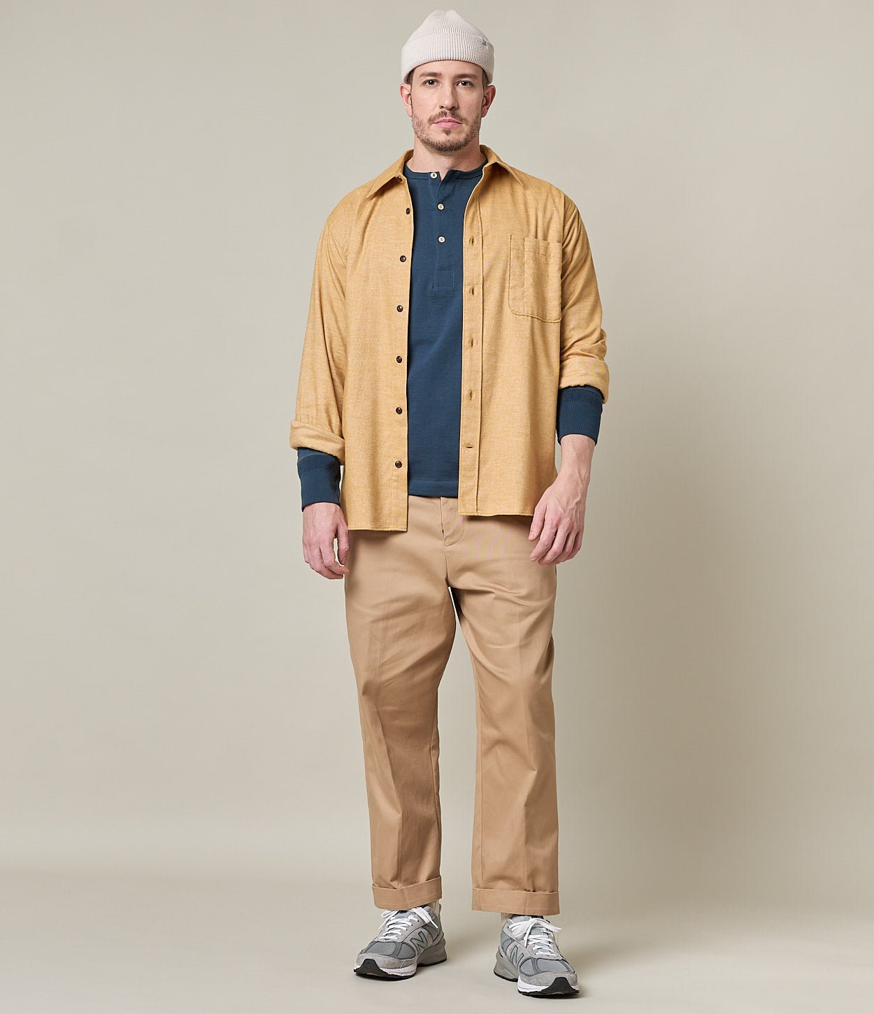 Merz b. Schwanen206 Chemise à col boutonné mineral blueHenleyBritish Parts Luzern