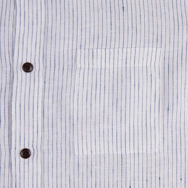 Pike Brothers1923 Buccanoy Shirt Lin Blanc BleuChemiseBritish Parts Lucerne