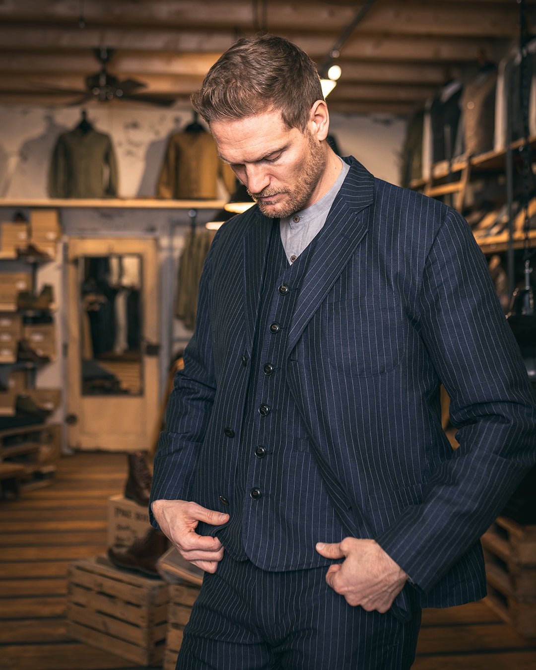 Pike Brothers1927 Harvester Jacket Chicago BlueVestesBritish Parts Luzern