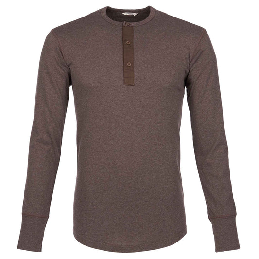 Pike Brothers1927 Henley Shirt manches longues brown melangeHenleyBritish Parts Luzern