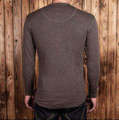 Pike Brothers1927 Henley Shirt manches longues brown melangeHenleyBritish Parts Luzern