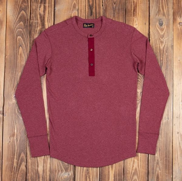 Pike Brothers1927 Chemise Henley à manches longues grenat rougeHenleyBritish Parts Luzern