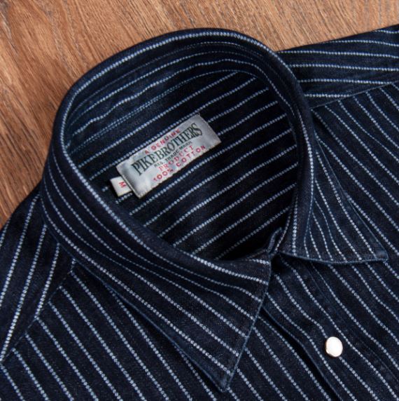 Pike Brothers1937 Roamer Shirt Blue Wabash DenimChemiseBritish Parts Lucerne