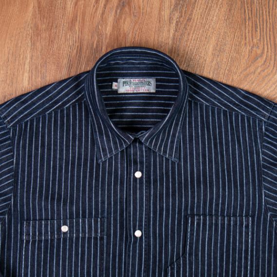 Pike Brothers1937 Roamer Shirt Blue Wabash DenimChemiseBritish Parts Lucerne