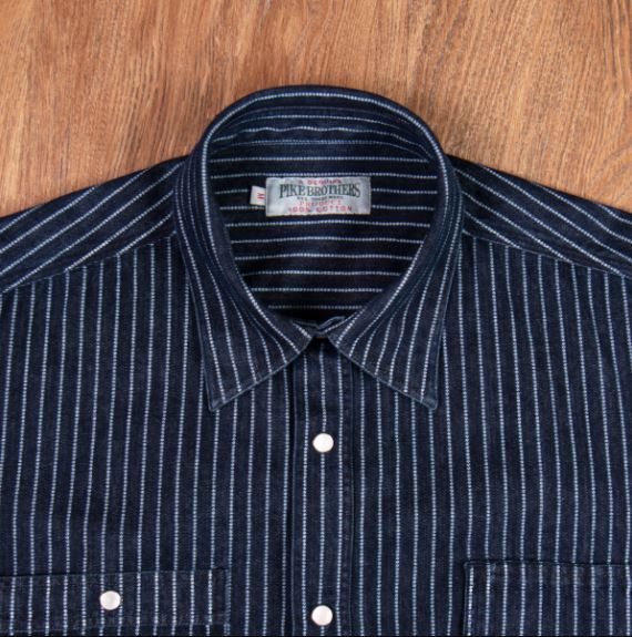 Pike Brothers1937 Roamer Shirt Blue Wabash DenimChemiseBritish Parts Lucerne