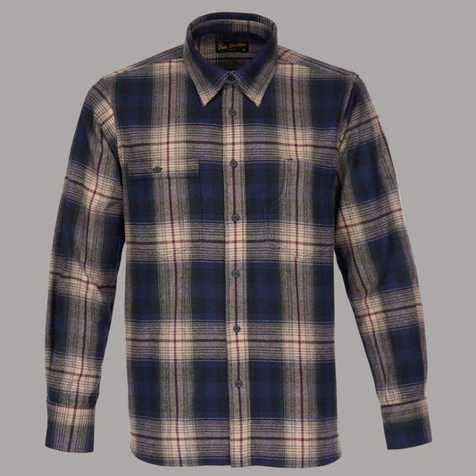 Pike Brothers1937 Roamer Shirt Flannel Blue Beige CheckChemiseBritish Parts Luzern