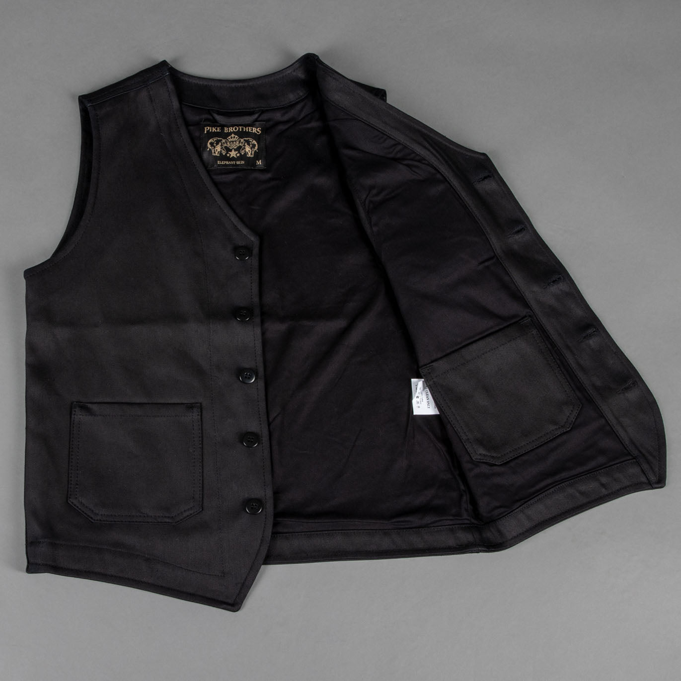 Pike Brothers1937 Roamer Vest Elephant Skin BlackGiletsBritish Parts Luzern