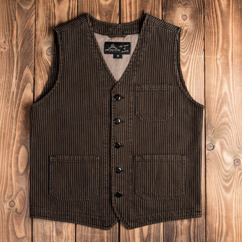 Pike Brothers1937 Roamer Vest Hickory Stripes BrownGiletsBritish Parts Luzern