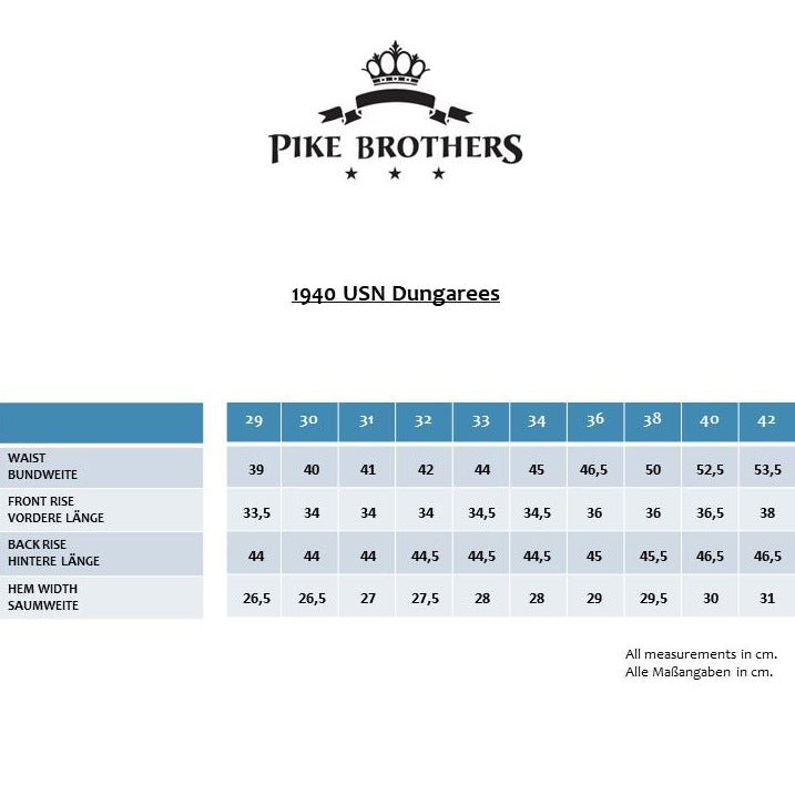 Pike Brothers1940 USN Dungarees 10oz indigoPantalonsBritish Parts Luzern