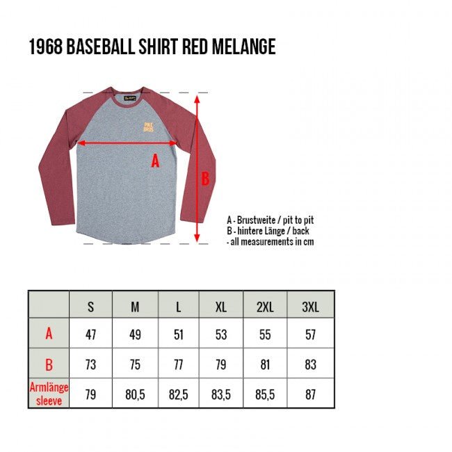 Pike Brothers1968 Baseball Shirt LS red melangeT-shirt à manches longuesBritish Parts Luzern