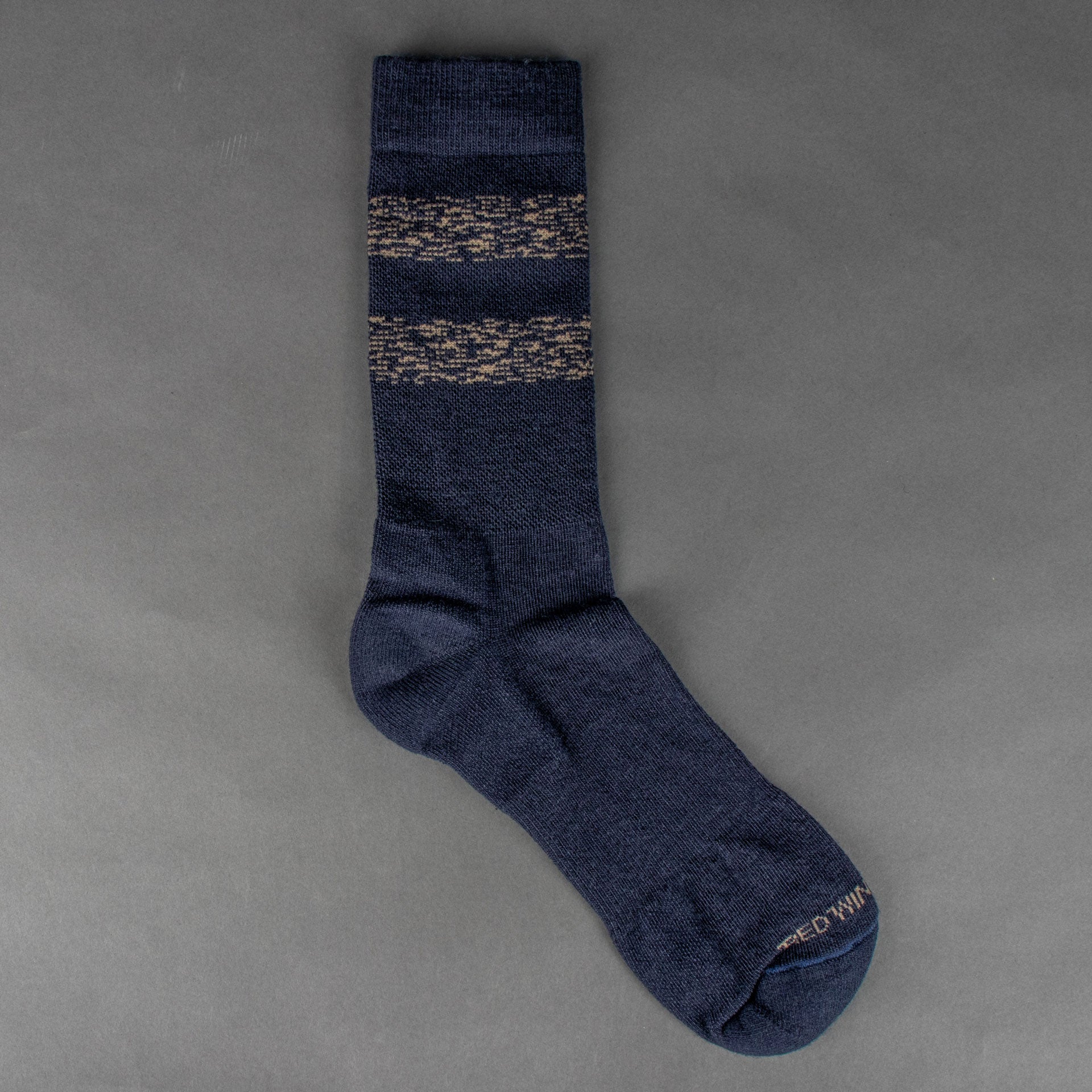 Red Wing ShoesWool Blend Striped Crew Chaussettes Navy/TanChaussettesBritish Parts Luzern