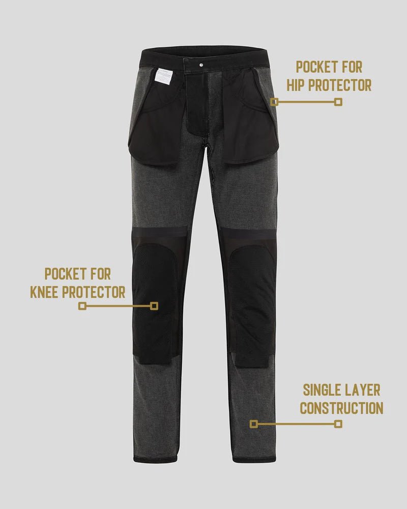 RokkerRokkertech Tapered Slim Black BlackPantalons motoBritish Parts Luzern