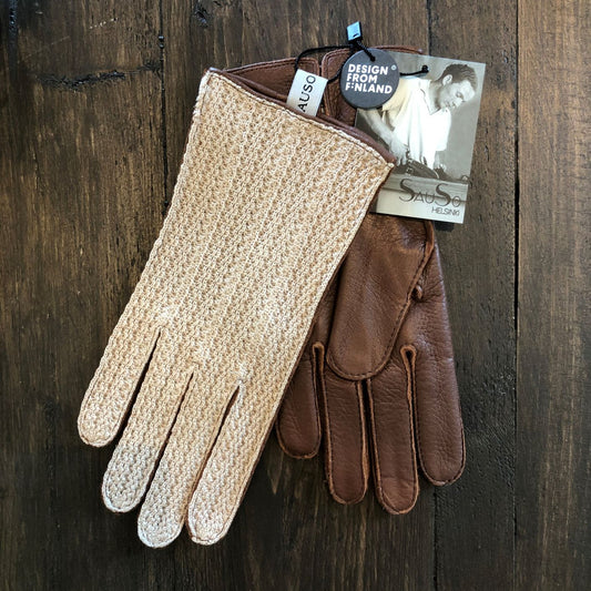 Sakari SausoGants de voiture crochetés / cuir d'élan brunGantsBritish Parts Luzern
