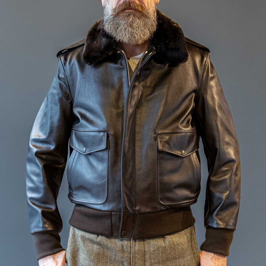 Schott NYCA - 2 aviateurs veste en cuir brun foncéVeste en cuirBritish Parts Luzern