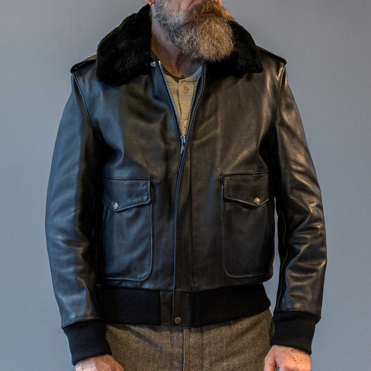 Schott NYCA - 2 aviateurs veste en cuir noirVeste en cuirBritish Parts Luzern