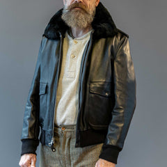 Schott NYCA - 2 aviateurs veste en cuir noirVeste en cuirBritish Parts Luzern