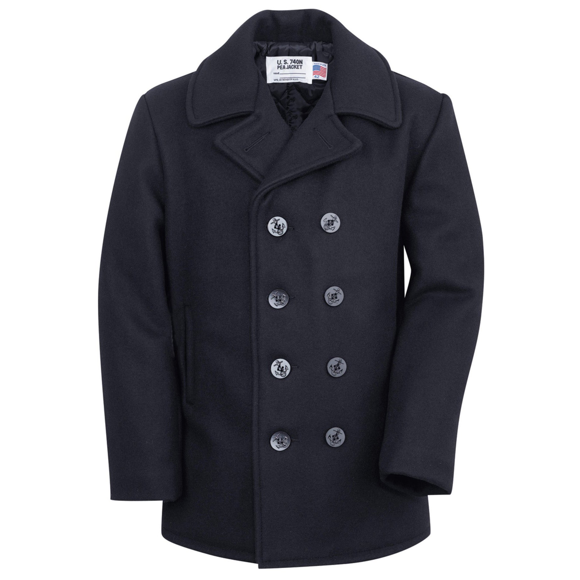 Schott NYCClassic Melton Wool Navy PeacoatManteauBritish Parts Luzern