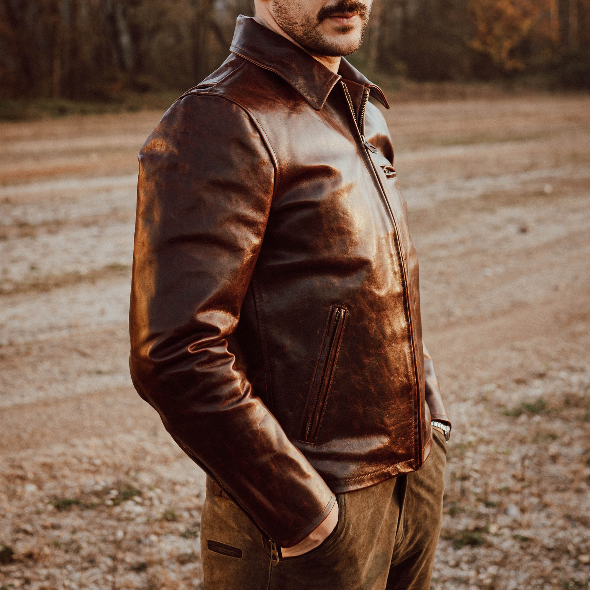 Shangri - La HeritageVarenne Horse Hide Veste en cuir WhiskeyJackenBritish Parts Luzern