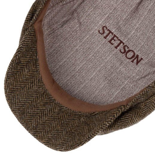 StetsonDriver Cap laine vierge Herringbone marron - melangeBonnetBritish Parts Luzern