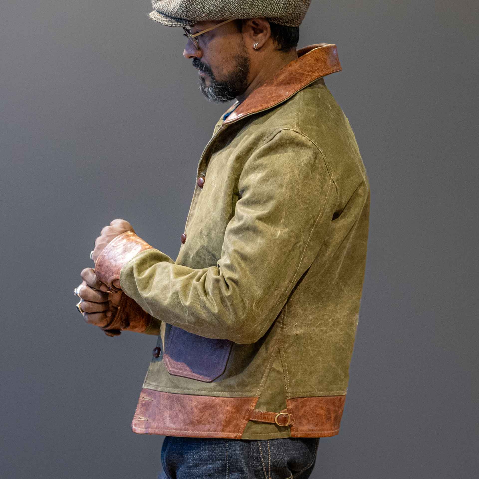 Thedi LeathersVeste en toile avec cuir de buffleVestesBritish Parts Lucerne