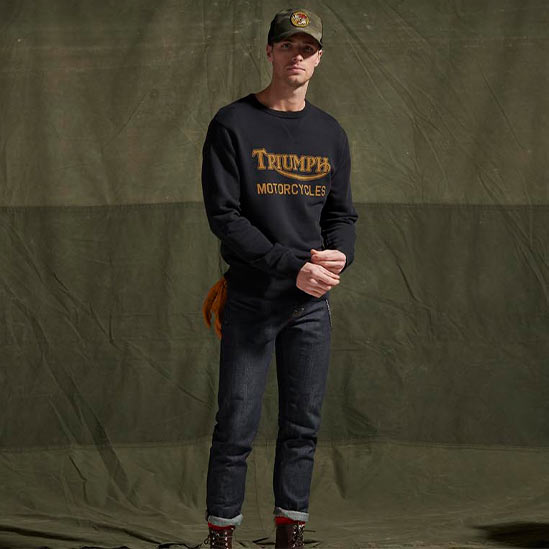 Sweat-shirt Triumph Motorcycles Radial noir à manches longues British Parts Luzern