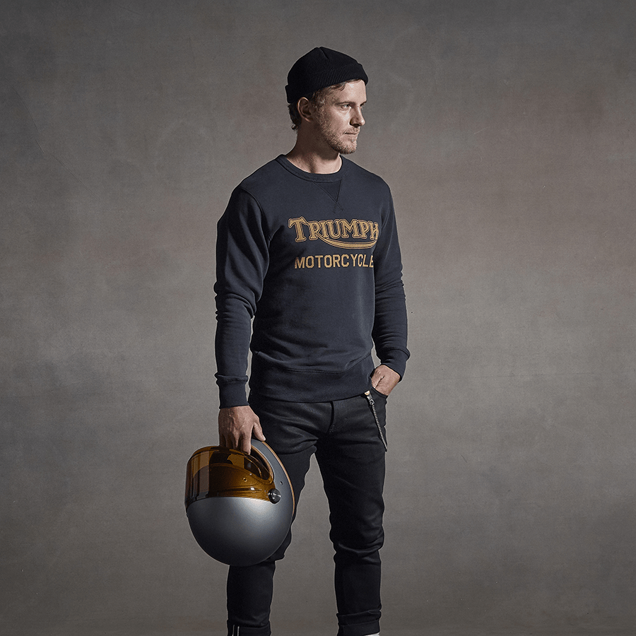 Sweat-shirt Triumph Motorcycles Radial noir à manches longues British Parts Luzern