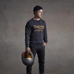 Sweat-shirt Triumph Motorcycles Radial noir à manches longues British Parts Luzern