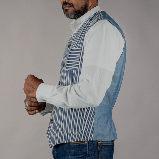 Blouse Pantalon en jeanHickory rayures larges bleu blancVesteBritish Parts Lucerne