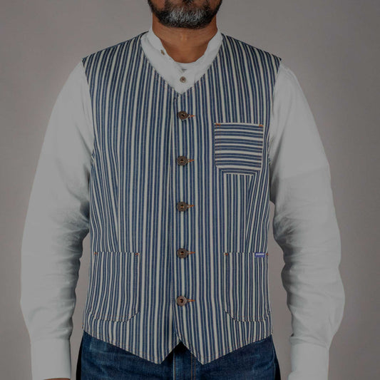 Blouse Pantalon en jeanHickory rayures larges bleu blancVesteBritish Parts Lucerne