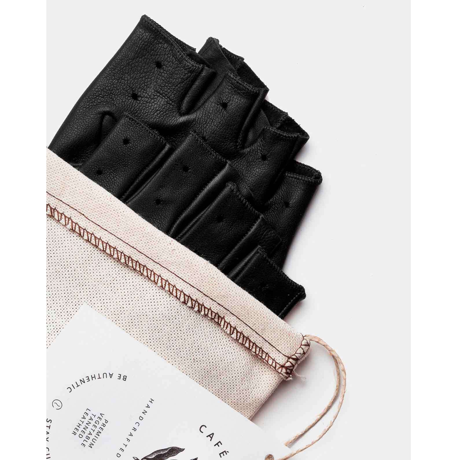 Cafe LeatherTriton Gants de voiture sans doigts en noirGants de voitureBritish Parts Luzern