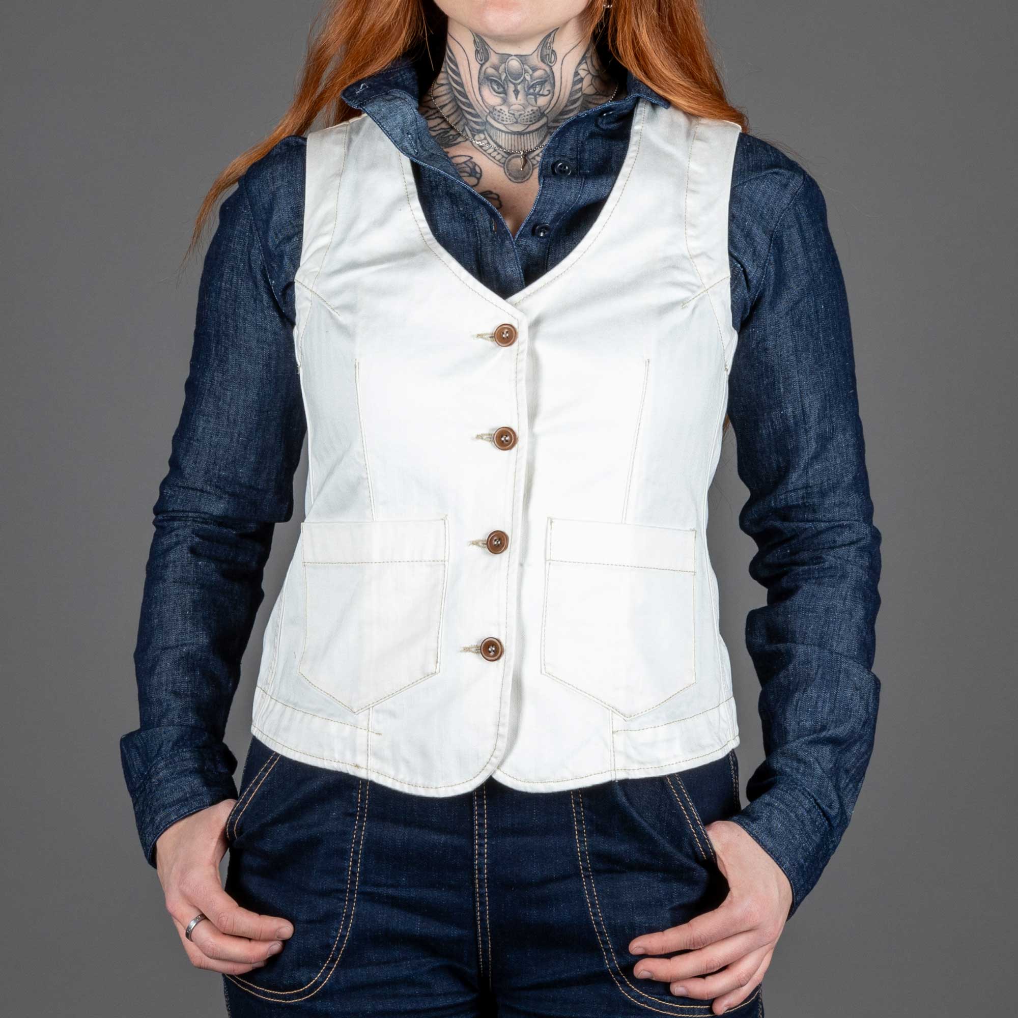 Captain SantorsWomens Sailor Vest 7702 CG 511 WhiteGilets pour femmesBritish Parts Luzern