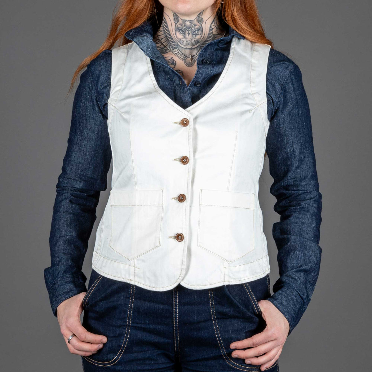 Captain SantorsWomens Sailor Vest 7702 CG 511 WhiteGilets pour femmesBritish Parts Luzern