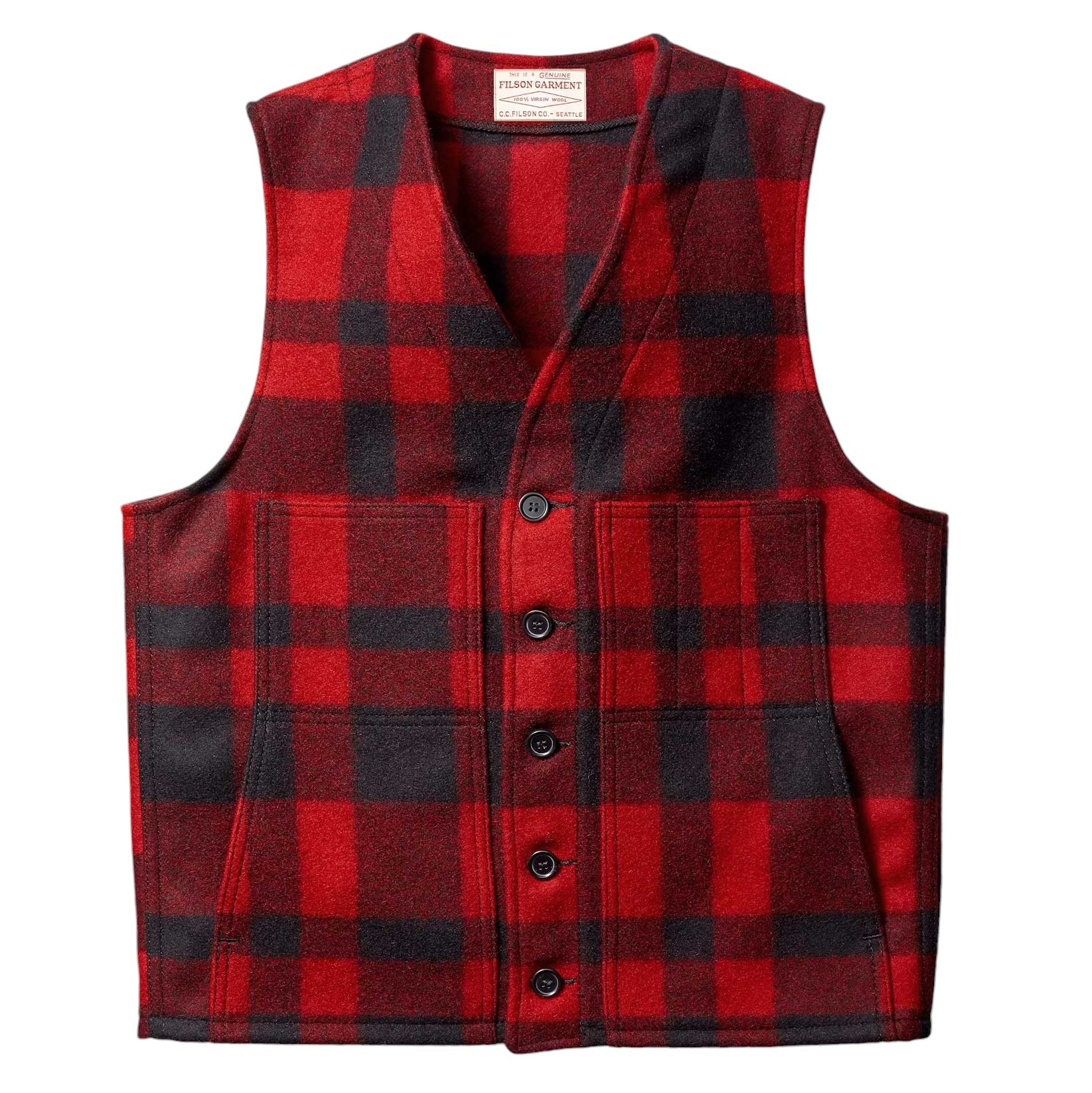 FilsonMackinaw Wool Vest Red Black PlaidGiletsBritish Parts Luzern
